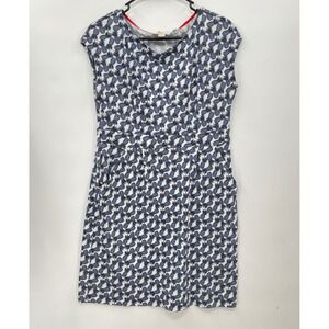 Boden US 10 Pineapple Print Dress White Blue Casual Summer Mini Vacation‎